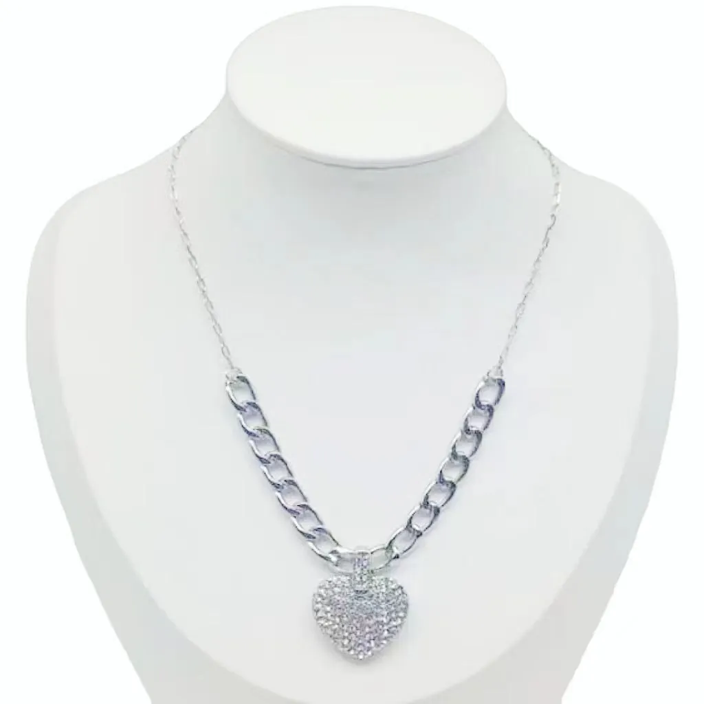 HEART NECKLACE CLEAR STONES ( 0253 RHCR ) sold by Oh My Jewelry