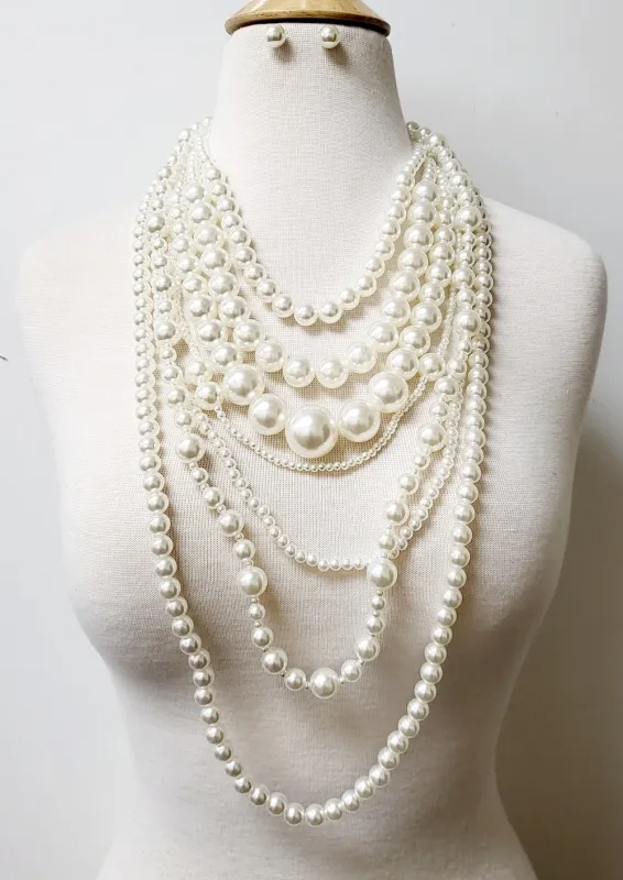 GOLD CREAM PEARL NECKLACE ( 11121 GCR ) sold by Oh My Jewelry