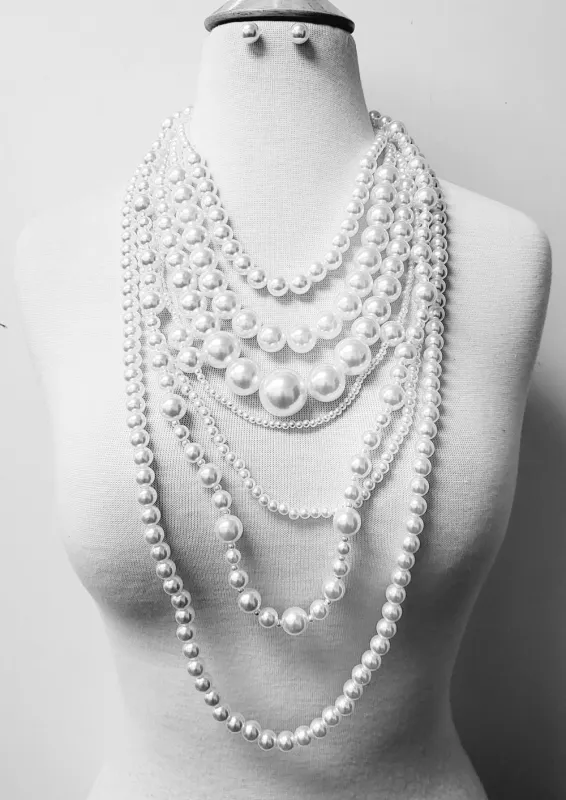 SILVER WHITE PEARL NECKLACE ( 11121 RWH ) sold by Oh My Jewelry