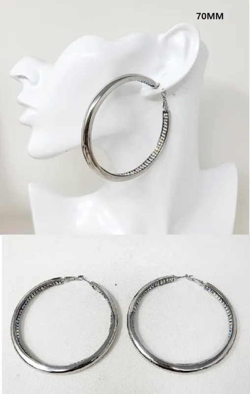 SILVER HOOP EARRINGS AB STONES ( 11434 RAB ) sold by Oh My Jewelry