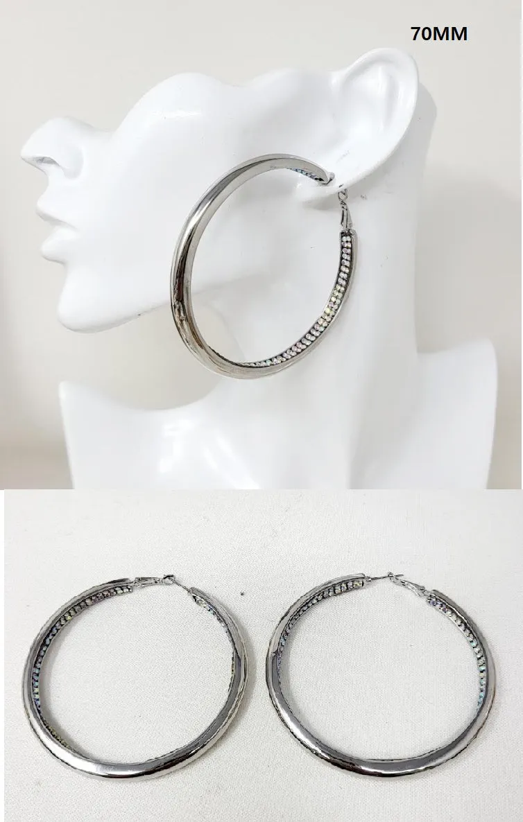 SILVER HOOP EARRINGS AB STONES ( 11434 RAB ) sold by Oh My Jewelry