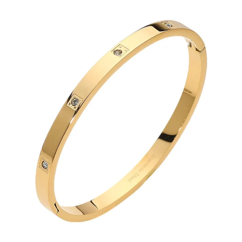 GOLD BANGLE CLEAR STONES ( 6223 G ) sold by Oh My Jewelry