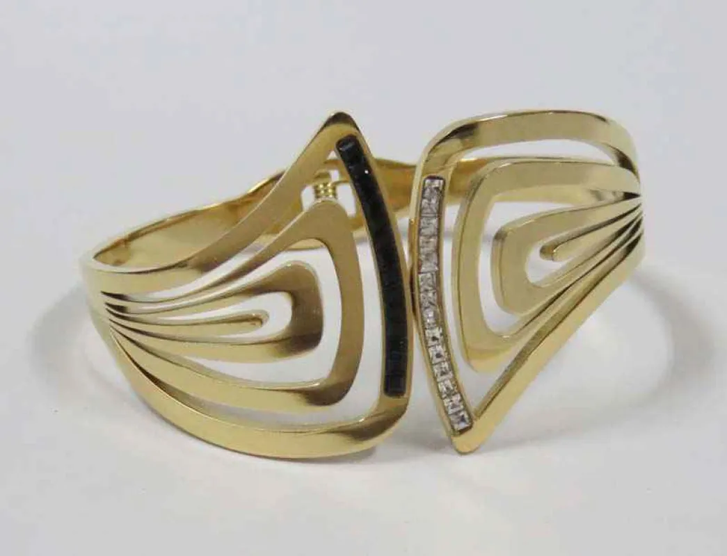 GOLD BANGLE CLEAR STONES ( 930 GSL ) sold by Oh My Jewelry