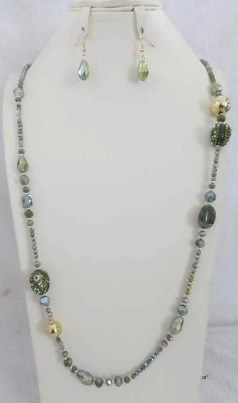 GREEN STONE LINK NECKLACE SET ( 661 GN ) sold by Oh My Jewelry