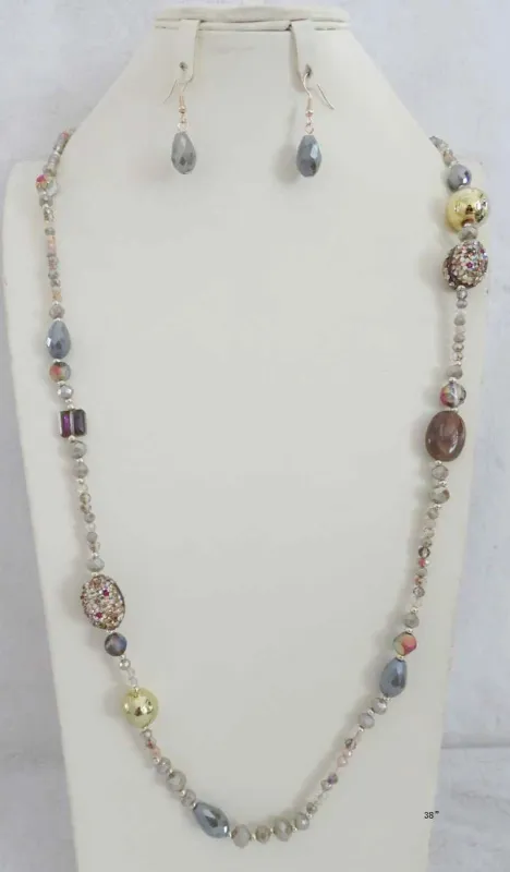 BEIGE STONE LINK NECKLACE SET ( 661 BEI ) sold by Oh My Jewelry