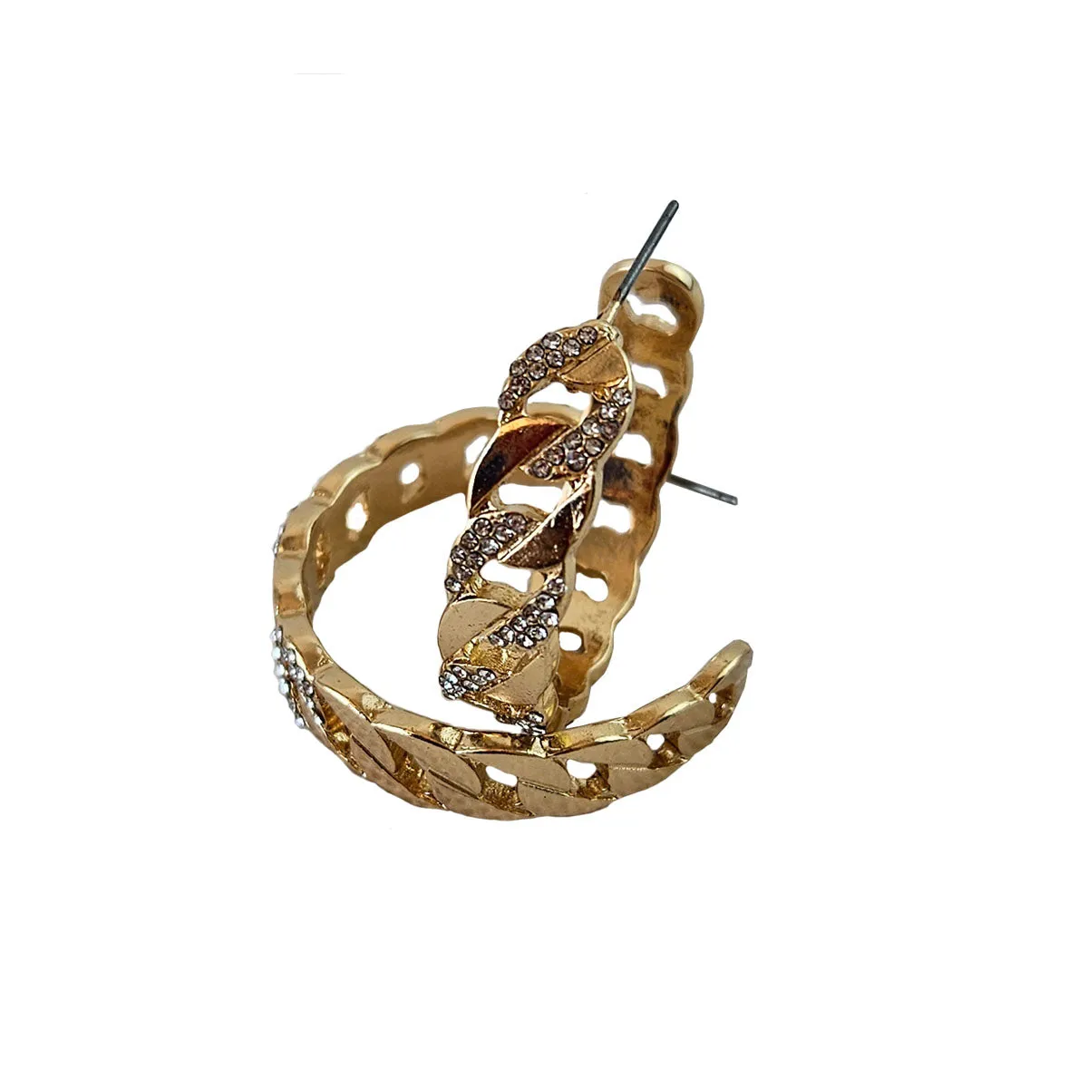 GOLD HOOP EARRINGS CLEAR STONES ( 0868 GDCR ) sold by Oh My Jewelry