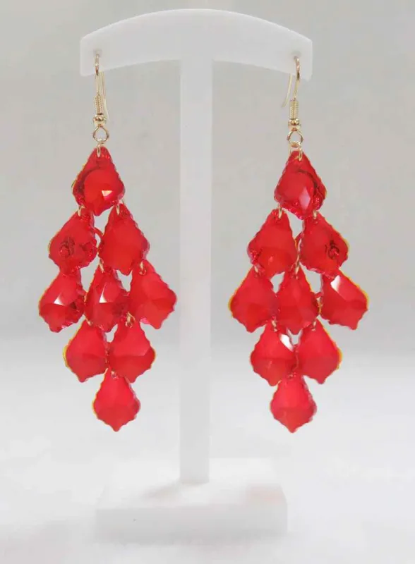 Gold Earrings RED Stones ( 3103 RD ) made by Oh My Jewelry