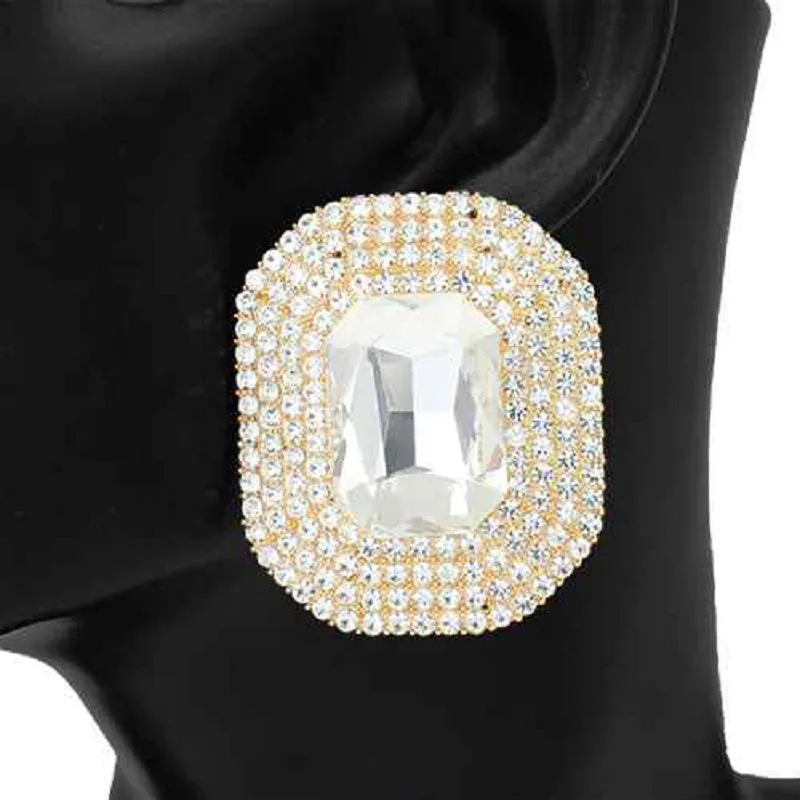 GOLD EARRINGS CLEAR STONES ( 2837 GDCLR ) sold by Oh My Jewelry