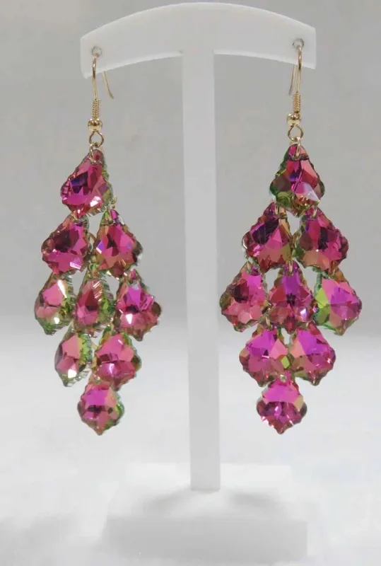 Gold Earrings Fuchsia Stones ( 3103 FS ) sold by Oh My Jewelry
