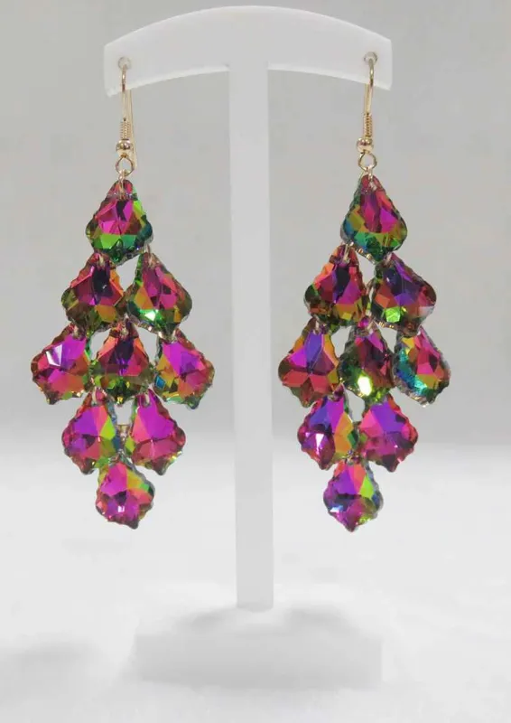 Gold Earrings Vitrail Oil Spill Stones ( 3103 RB ) sold by Oh My Jewelry