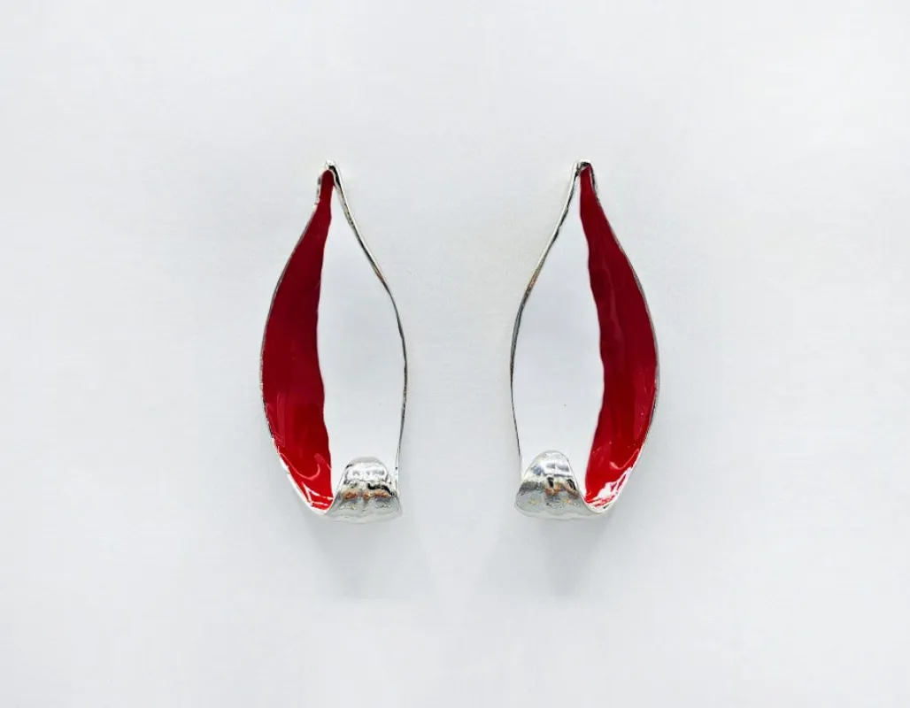 RED WHITE EPOXY EARRINGS ( 2700 RDWHT ) sold by Oh My Jewelry