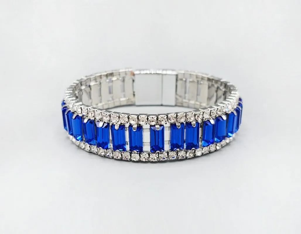 SILVER BRACELET BLUE STONES ( 6070 BL ) sold by Oh My Jewelry