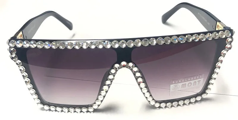 BLACK SUNGLASSES CLEAR SWAROVSKI STONES ( 1306 CL ) sold by Oh My Jewelry