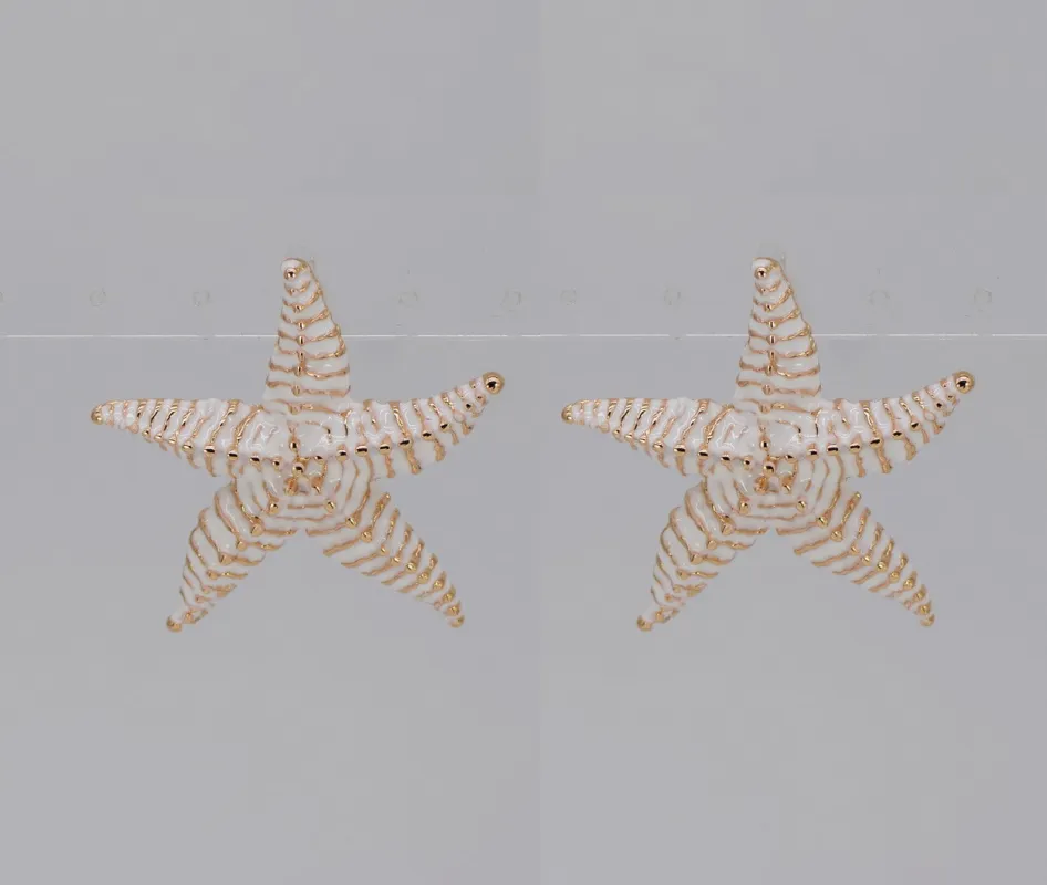 STARFISH EARRINGS ( 5062 GLWHT ) sold by Oh My Jewelry