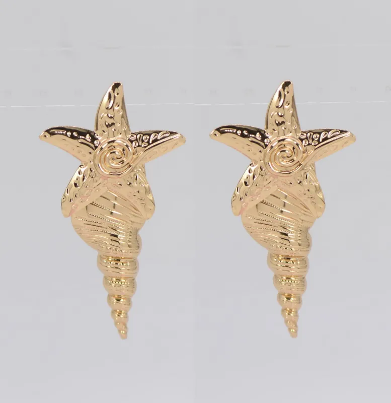 GOLD STARFISH EARRINGS ( 6043 GOL ) sold by Oh My Jewelry