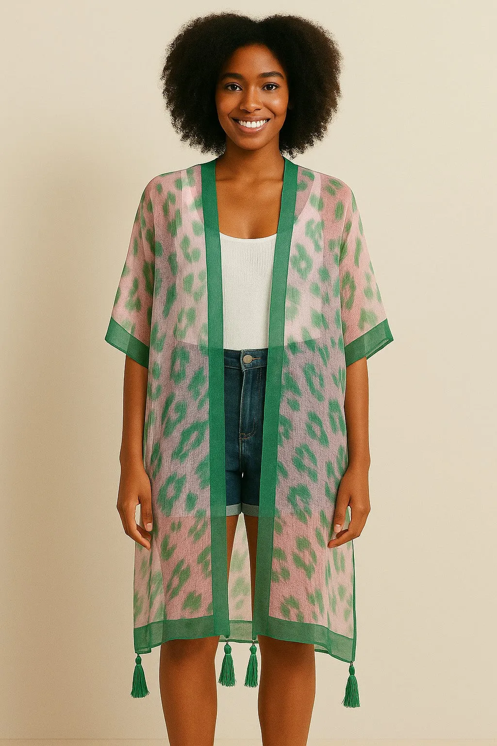 PINK GREEN KIMONO ( 1524 PKGRN ) sold by Oh My Jewelry