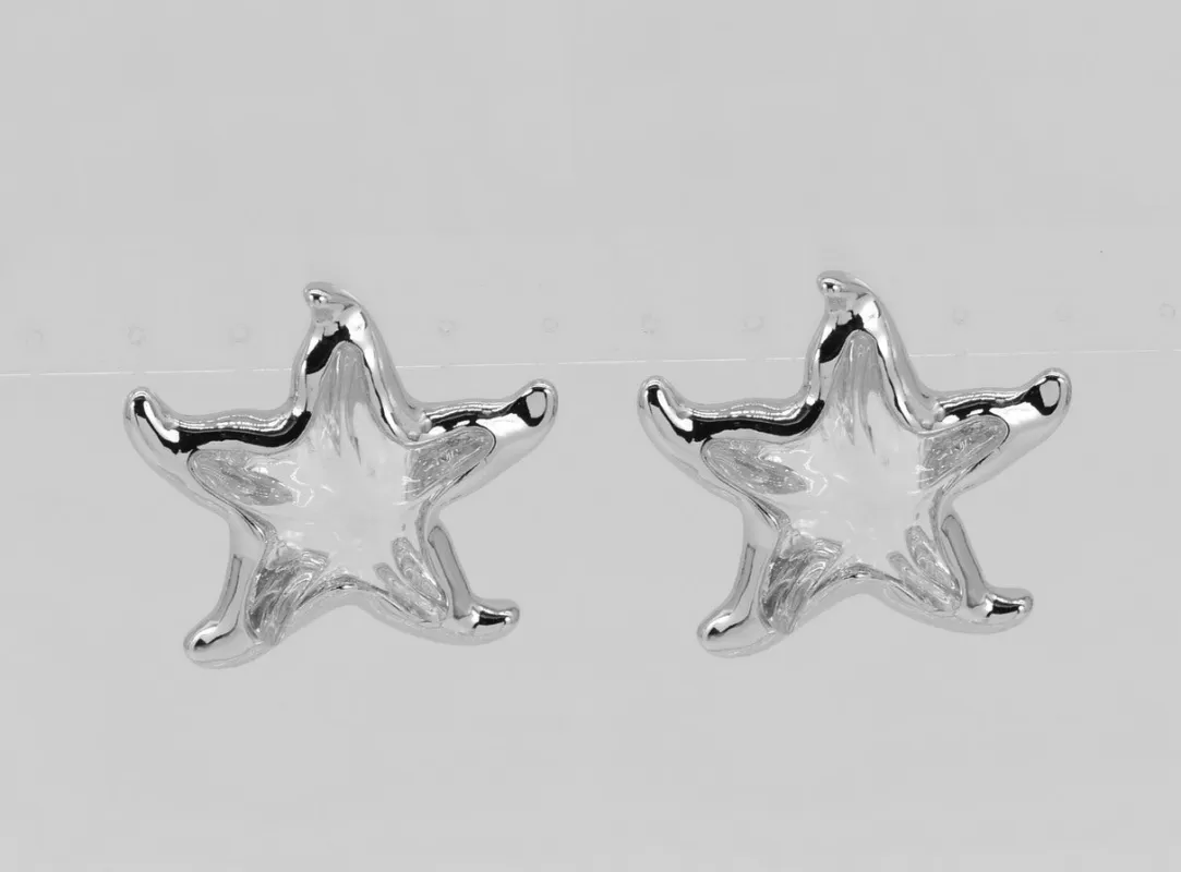 SILVER CLEAR STAR EARRINGS ( 5977 SLCLR ) sold by Oh My Jewelry