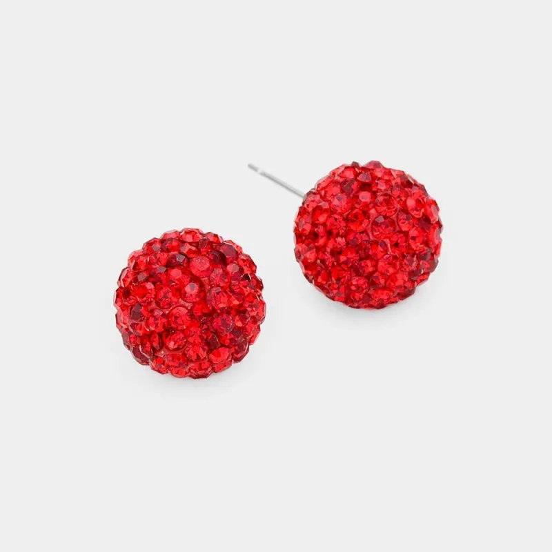 12MM RED RHINESTONE BALL STUD EARRINGS ( 03 14 ) sold by Oh My Jewelry
