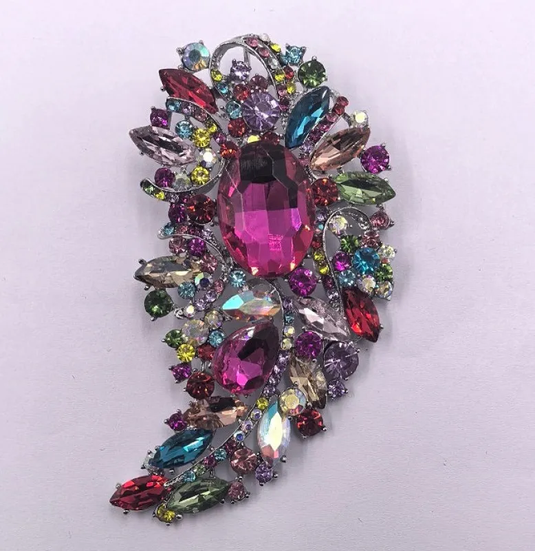 SILVER MULTICOLOR BROOCH ( 0086 3MT ) sold by Oh My Jewelry