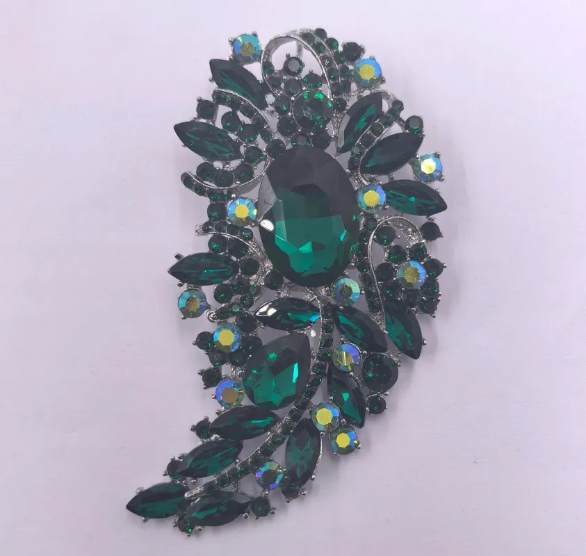 SILVER GREEN BROOCH ( 0086 3G ) made by Oh My Jewelry