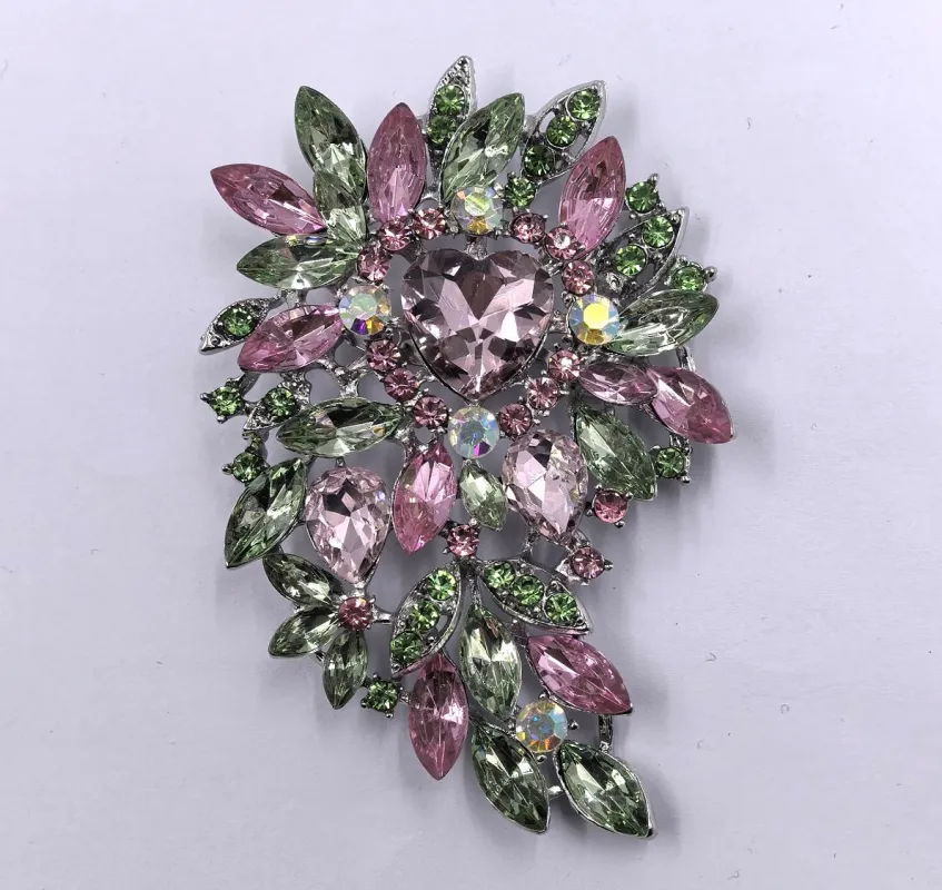 SILVER BROOCH PINK GREEN STONES ( 0058 3PG ) sold by Oh My Jewelry