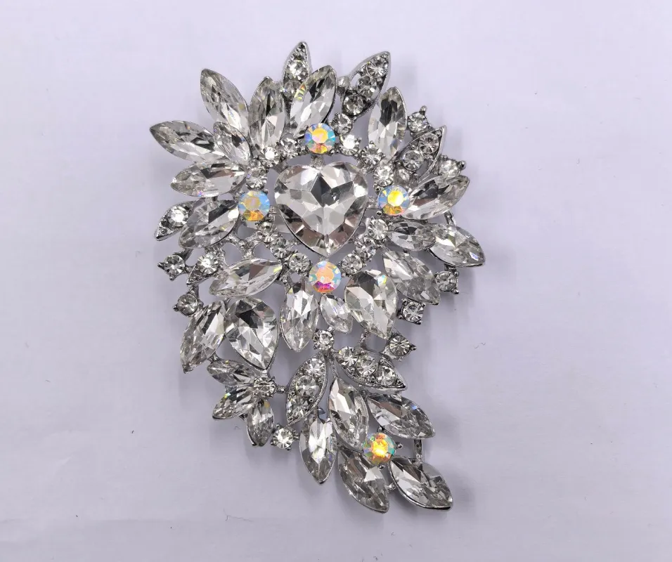 SILVER BROOCH CLEAR STONES ( 0058 3C ) sold by Oh My Jewelry