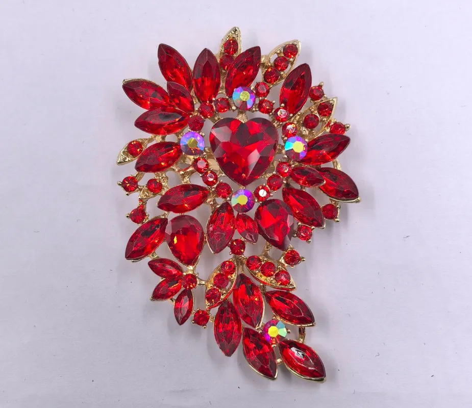 GOLD BROOCH RED STONES ( 0058 2R ) sold by Oh My Jewelry
