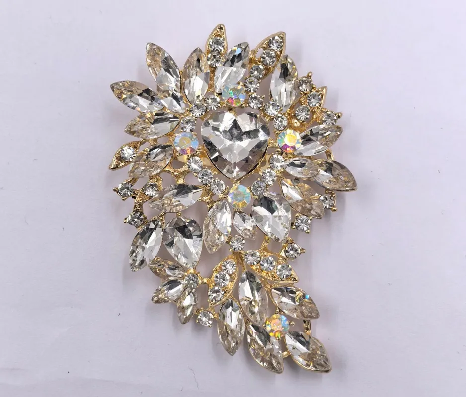 GOLD BROOCH CLEAR STONES ( 0058 2C ) sold by Oh My Jewelry