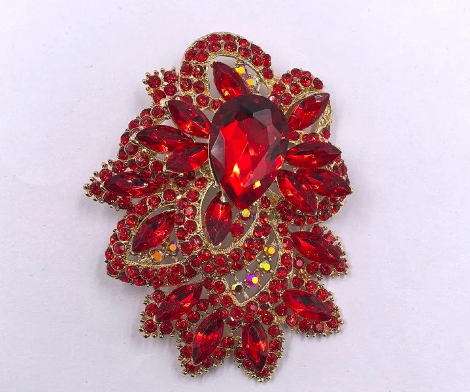 GOLD BROOCH RED STONES ( 0055 2R ) sold by Oh My Jewelry