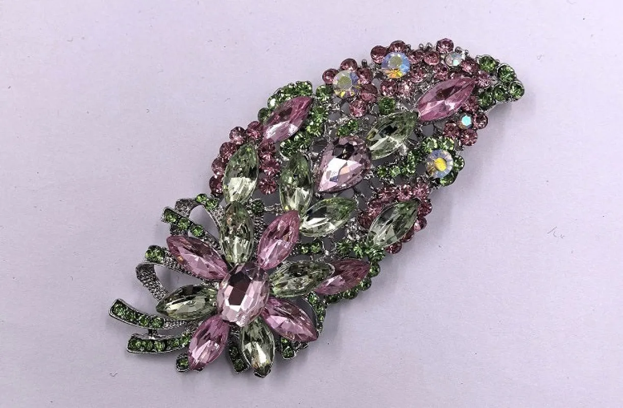 SILVER PINK GREEN BROOCH ( 0052 3PG ) sold by Oh My Jewelry