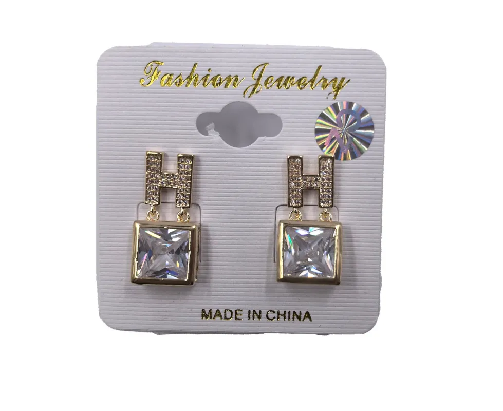 DANGLING H GOLD EARRINGS ( 0003 2C ) made by Oh My Jewelry