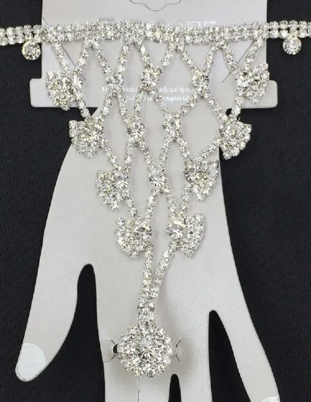 CLEAR RHINESTONE BRACELET RING ( 0023 1C ) made by Oh My Jewelry