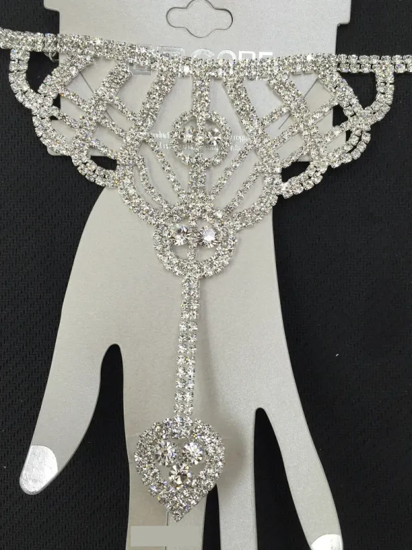 SILVER HAND CHAIN CLEAR STONES ( 0024 1C ) sold by Oh My Jewelry