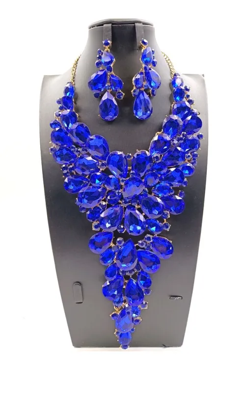 GOLD NECKLACE SET BLUE STONES ( 0055 2S ) sold by Oh My Jewelry