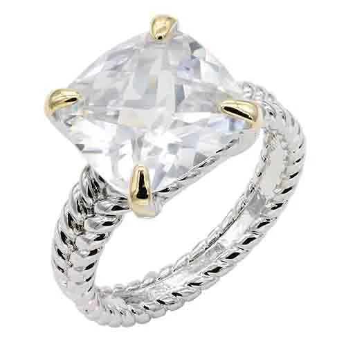 SILVER GOLD RING CLEAR CZ STONE SIZE 7 ( 4603 CL ) sold by Oh My Jewelry