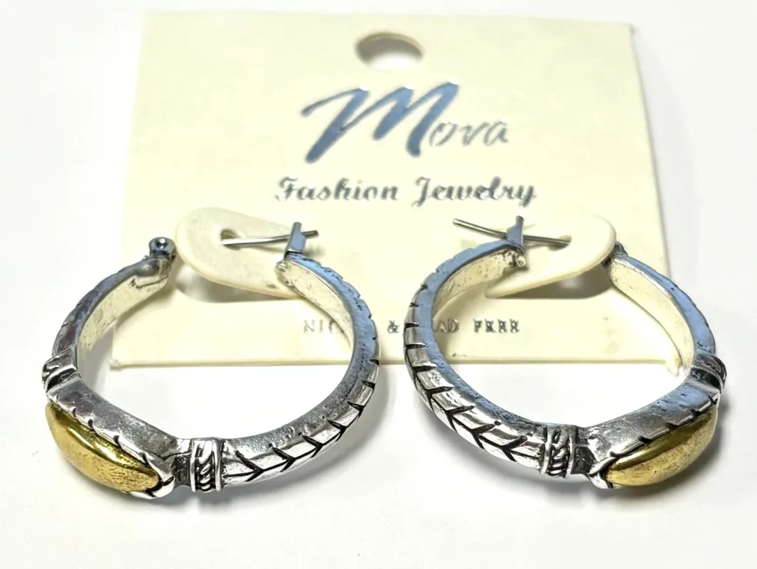 SILVER GOLD HOOP EARRINGS ( 1243 ) sold by Oh My Jewelry