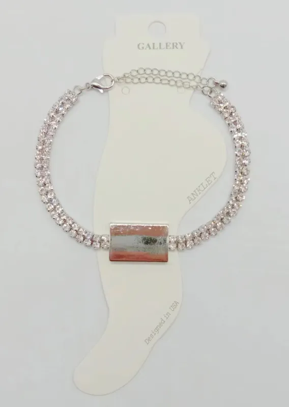 SILVER CLEAR ANKLET ( 0300 RHCR ) sold by Oh My Jewelry