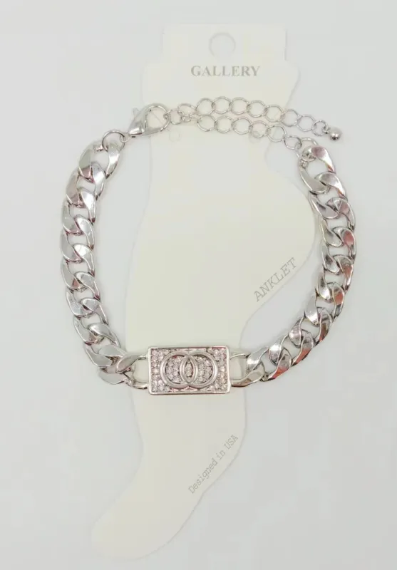 SILVER CLEAR ANKLET ( 0299 RHCR ) sold by Oh My Jewelry