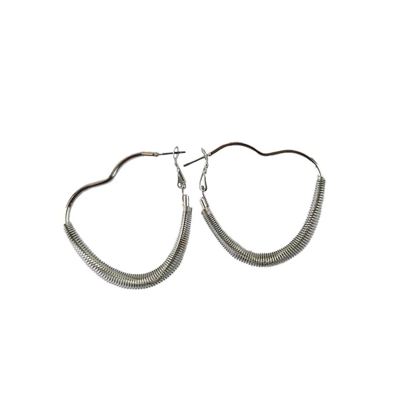SILVER HEART HOOP EARRINGS ( 0878 RHXX ) sold by Oh My Jewelry