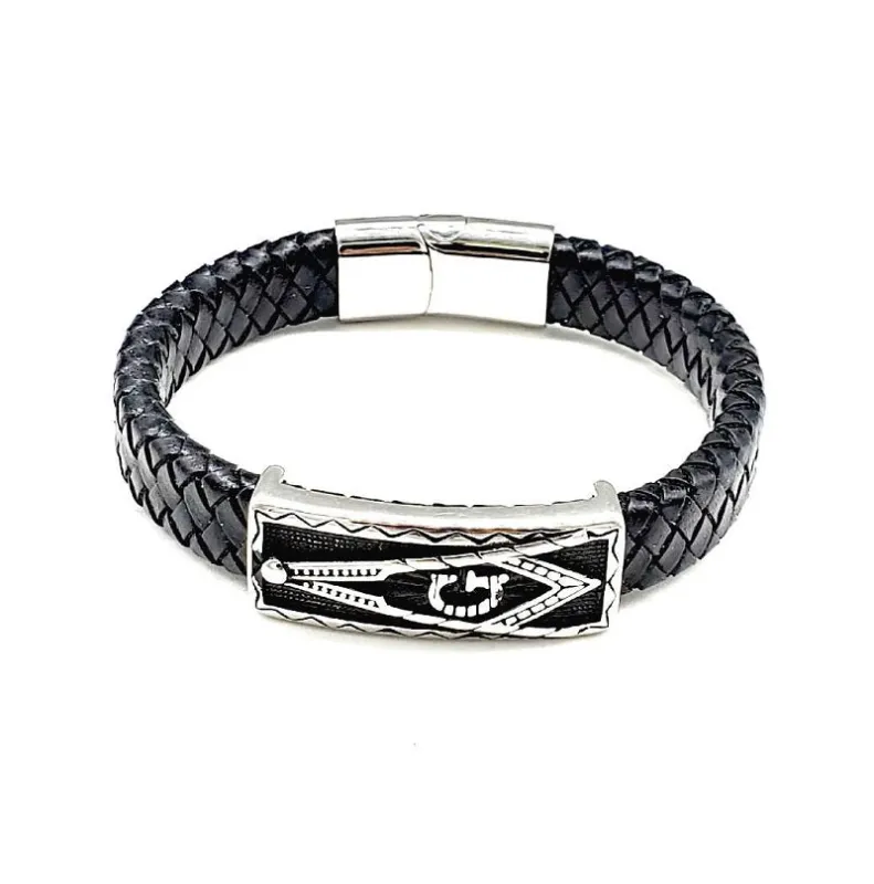 SILVER BLACK LEATHER MAGNETIC BRACELET ( 021 SBK ) sold by Oh My Jewelry
