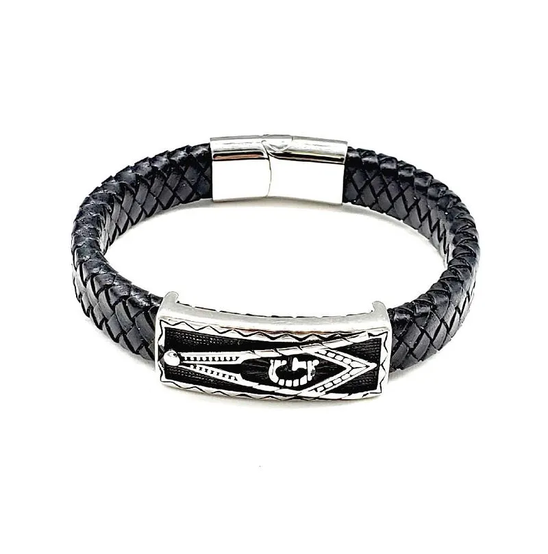 SILVER BLACK LEATHER MAGNETIC BRACELET ( 021 SBK ) sold by Oh My Jewelry