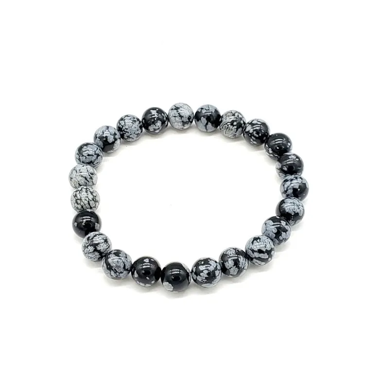 10MM SNOWFLAKE GEMSTONE STRETCH BRACELET ( 2503 10SF ) made by Oh My Jewelry