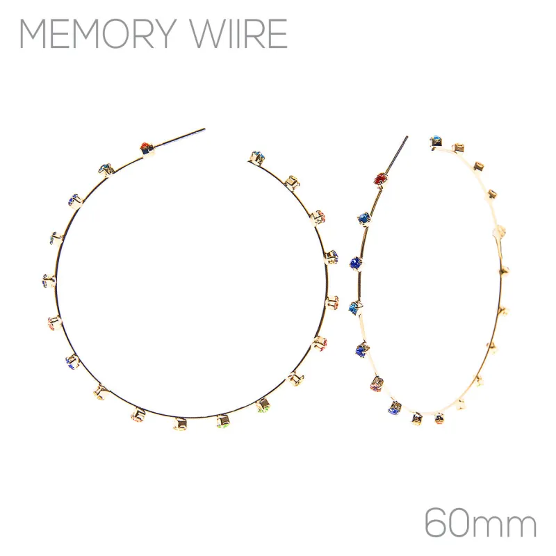 GOLD HOOP EARRINGS MULTICOLOR STONES ( 26380 60AQMG ) sold by Oh My Jewelry