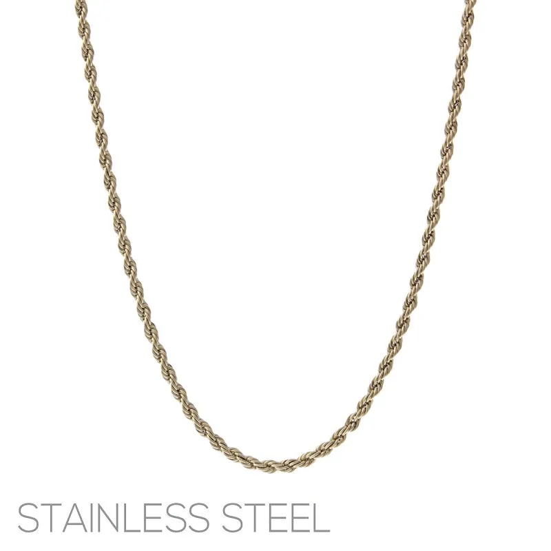 GOLD STAINLESS STEEL NECKLACE ( 18081 G ) sold by Oh My Jewelry