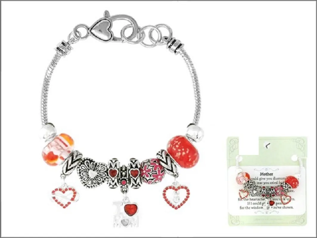 SILVER BRACELET MOTHER RED STONES ( 01888 ASRD ) sold by Oh My Jewelry