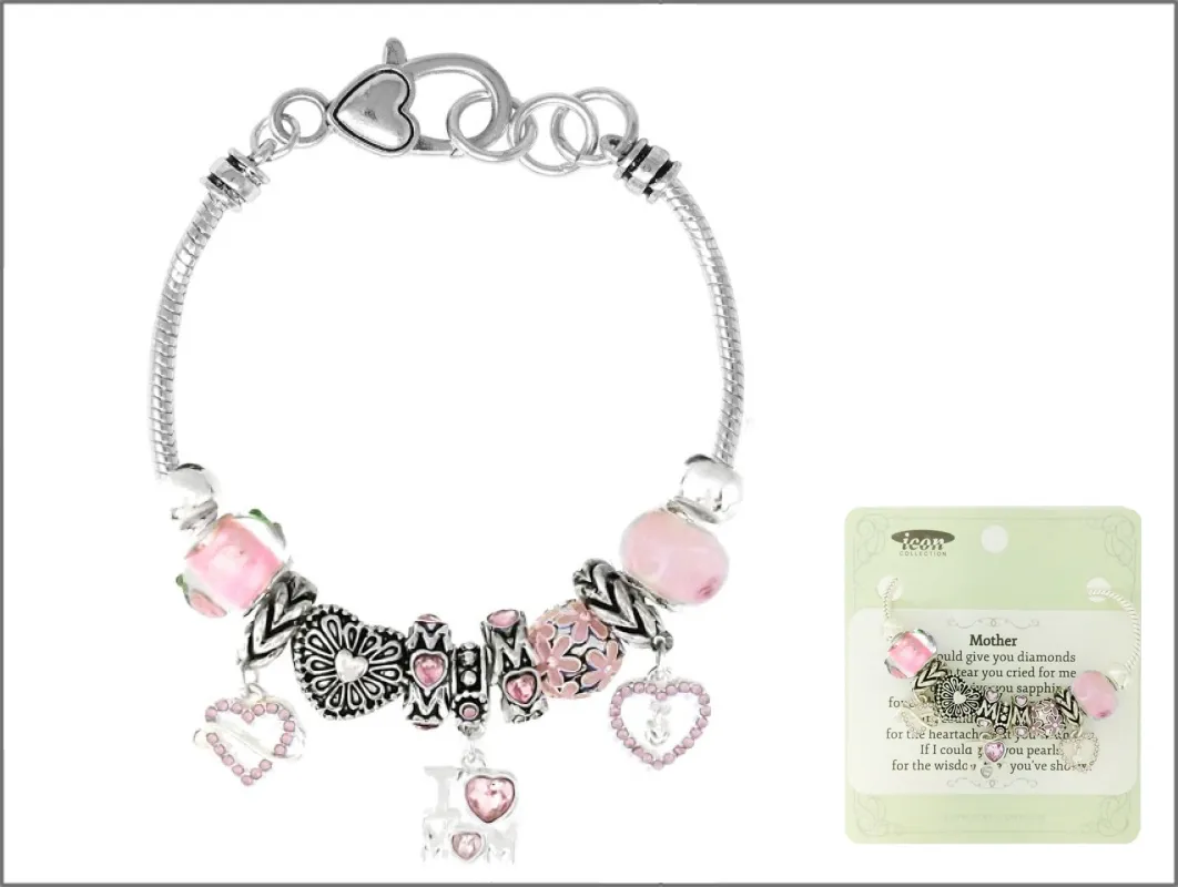 SILVER BRACELET MOTHER PINK STONES ( 01888 ASPK ) sold by Oh My Jewelry