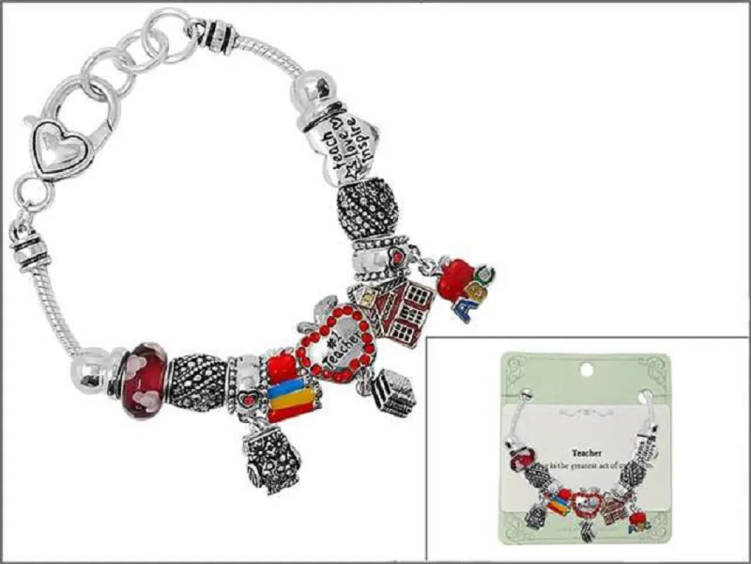 SILVER BRACELET TEACHER CHARMS ( 01346 ASMX ) sold by Oh My Jewelry