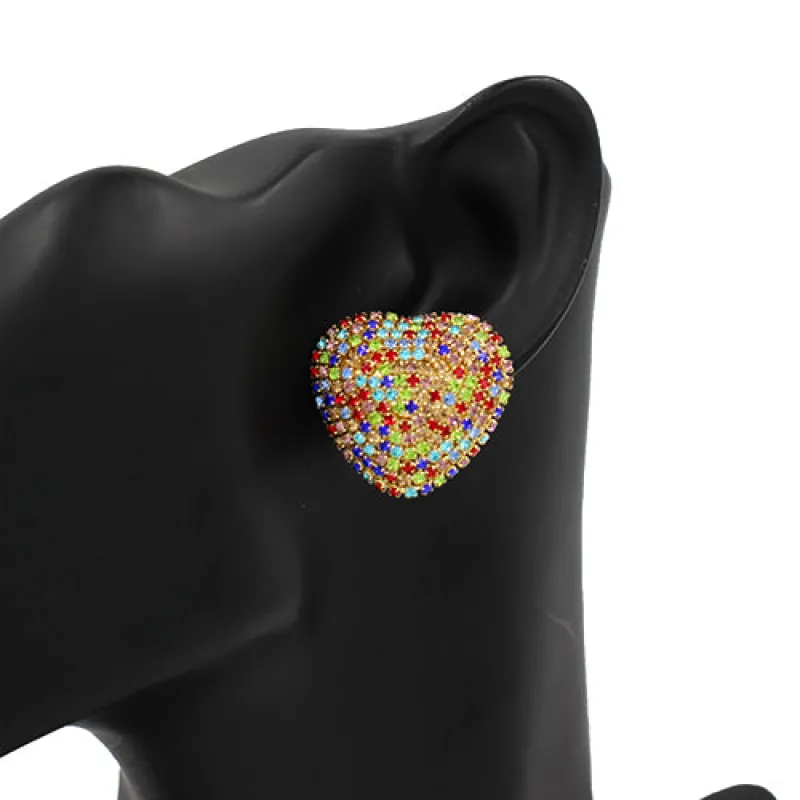 GOLD HEART EARRINGS MULTICOLOR STONES ( 2507 GDMLT ) sold by Oh My Jewelry
