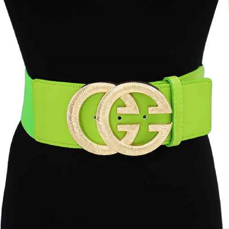 GREEN STRETCH BELT WITH GOLD ( 1521 GDGR ) sold by Oh My Jewelry