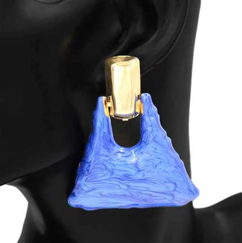 BLUE ACRYLIC EARRINGS ( 2843 BL ) sold by Oh My Jewelry